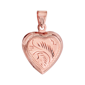 Pendentif en vermeil rose cassolette coeur ouvragé - possibilité d\'insérer 1 ou 2 photos droite et gauche - Vue 1
