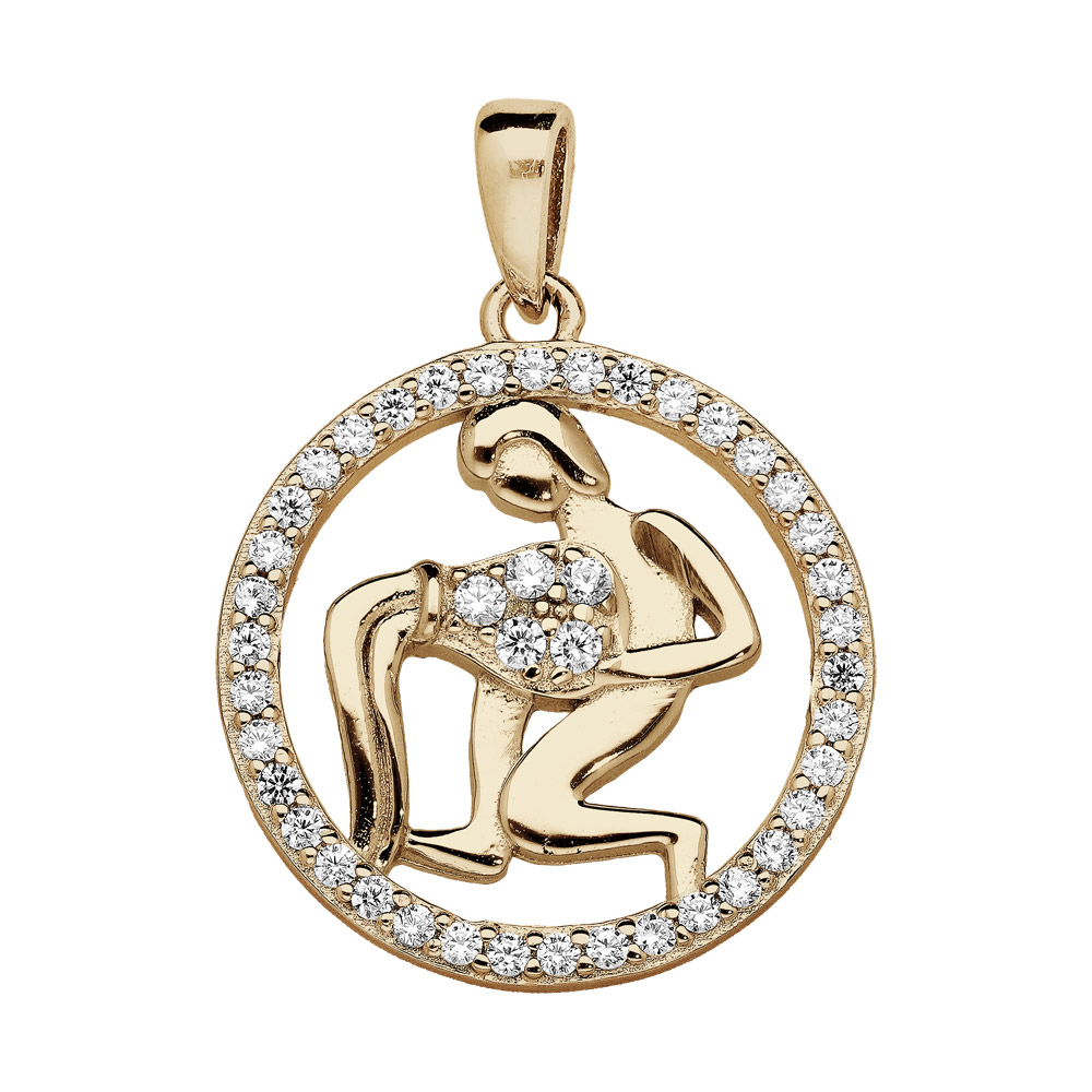 Pendentif Verseau Argent Massif Et Vermeil - Signe Astrologique - Occasion