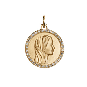 Pendentif en vermeil vierge contour oxydes blancs sertis - diamètre 20mm - Vue 1