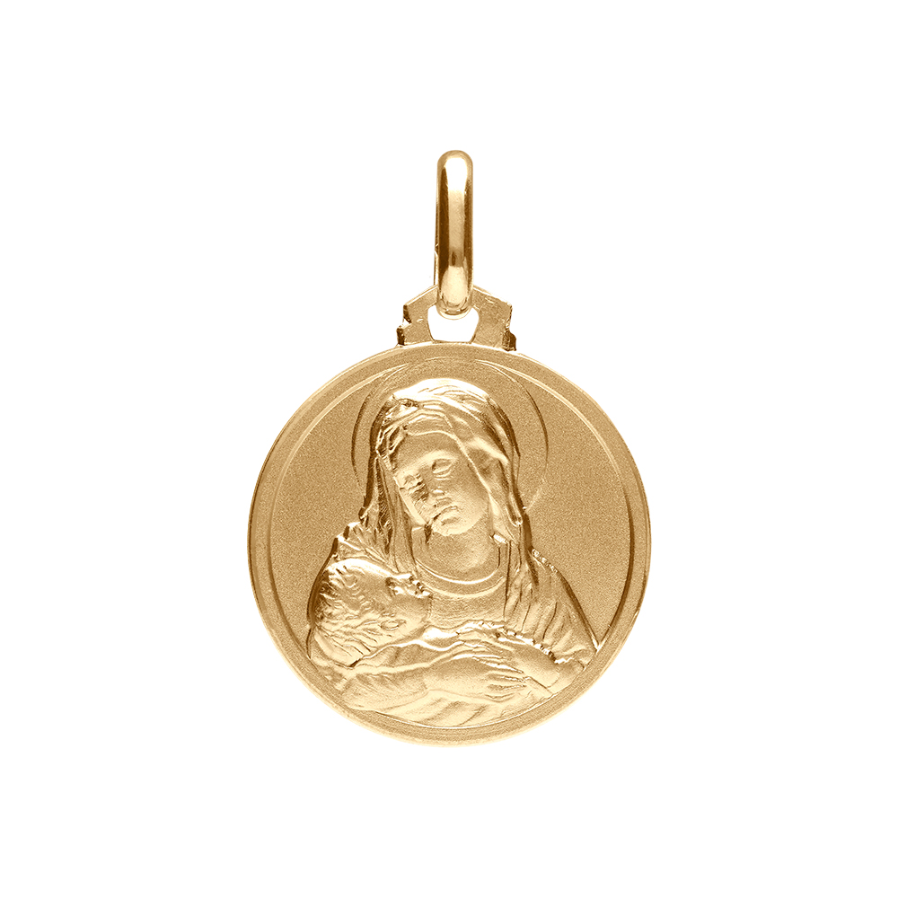 Pendentif en vermeil vierge et l\'enfant 16mm - Vue 1