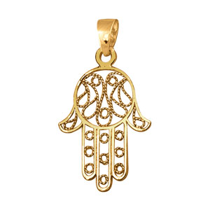 Pendentif main de Fatma plaqué or - Vue 1