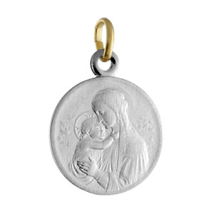 Pendentif médaille acier et or 16mm vierge Botticelli - Vue 1