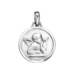 Pendentif mdaille en argent ange et le pourtour brillant - Vue 1