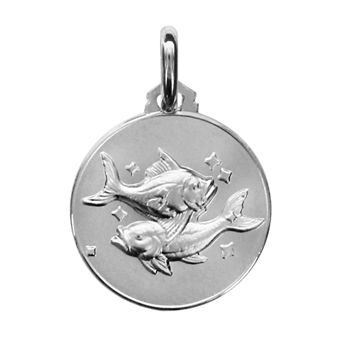 Médaille argent rhodié signe astrologique du poisson Ref. 48844