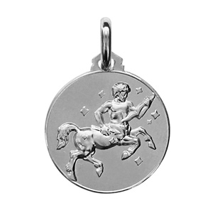 Pendentif mdaille en argent rhodi zodiaque Sagittaire - Vue 1