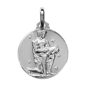 Pendentif mdaille en argent rhodi zodiaque Verseau - Vue 1