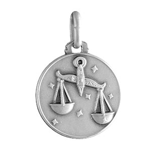 Pendentif médaille en argent zodiaque Balance - Vue 1