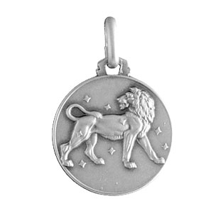 Pendentif médaille en argent zodiaque Lion - Vue 1