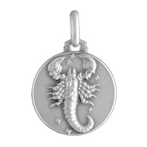 Pendentif médaille en argent zodiaque Scorpion - Vue 1
