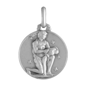 Pendentif médaille en argent zodiaque Verseau - Vue 1