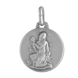 Pendentif médaille en argent zodiaque Vierge - Vue 1