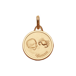 Pendentif médaille pour bébé en plaqué or zodiaque Cancer - Vue 1