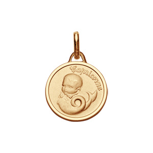Pendentif médaille pour bébé en plaqué or zodiaque Capricorne - Vue 1