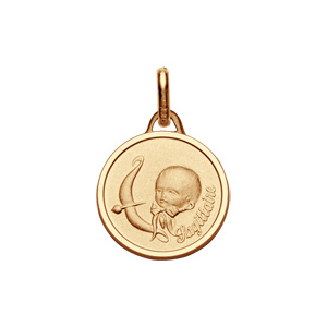 Pendentif médaille pour bébé en plaqué or zodiaque Sagittaire - Vue 1