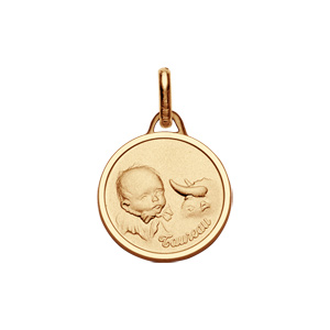 Pendentif médaille pour bébé en plaqué or zodiaque Taureau - Vue 1