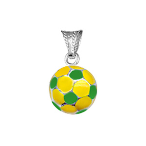 Pendentif petit ballon foot jaune et vert argent (Brésil) - Vue 1