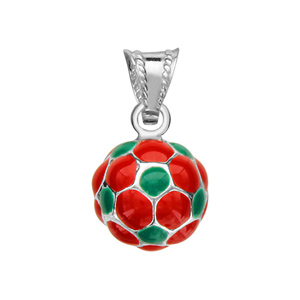 Pendentif petit ballon foot rouge et vert argent (Portugal) - Vue 1