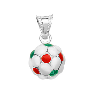 Pendentif petit ballon foot vert/blanc/rouge argent (Italie) - Vue 1