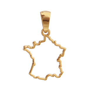 Pendentif plaqué or carte de la France évidée - Vue 1
