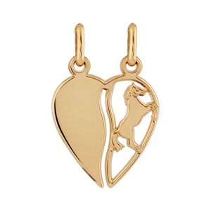 Pendentif plaqué or coeur à partager cheval - Vue 1