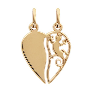 Pendentif plaqué or coeur à partager Salamandre - Vue 1