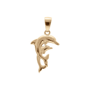 Pendentif plaqu or dauphin et son bb - Vue 1