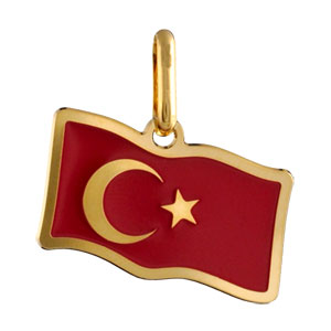 Pendentif plaqué or drapeau turquie - Vue 1