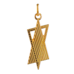 Pendentif plaqué or étoile de david stylisé - Vue 1