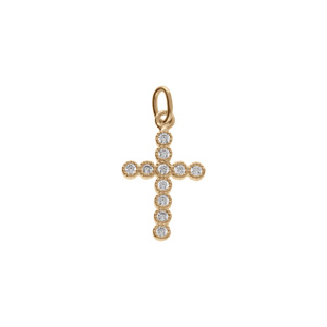 Pendentif plaqué or petite croix avec oxydes blancs 12 x 16mm - Vue 1
