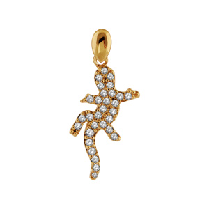 Pendentif plaqué or Salamandre pierres blanches - Vue 1