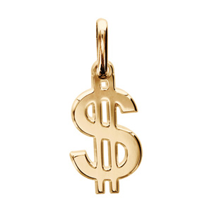 Pendentif plaqué or sigle dollar - Vue 1