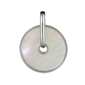 Pendentif Rond découpé Nacre blanche en argent - Vue 1