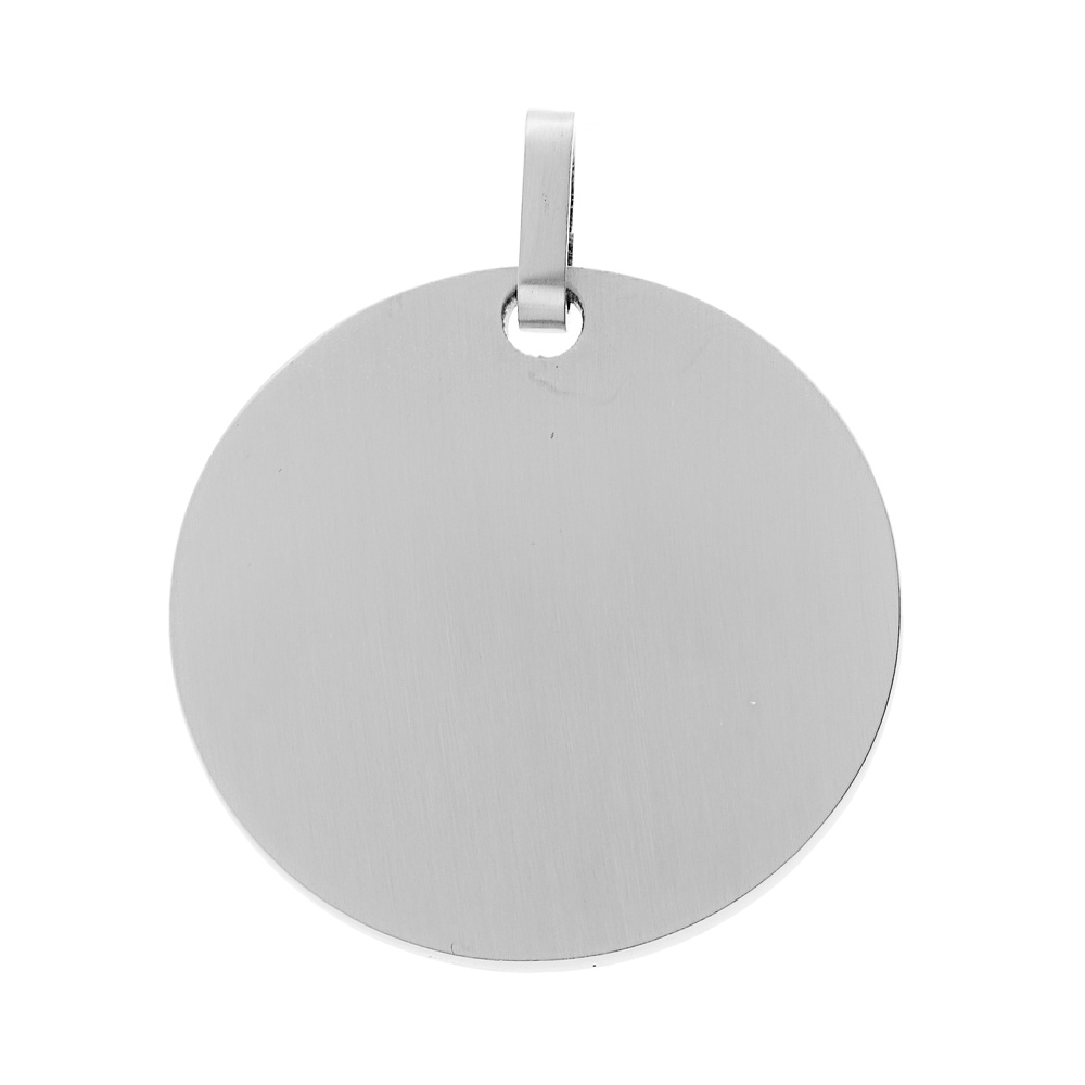 Pendentif rond en acier lisse � graver grand mod�le 30mm - Vue 1