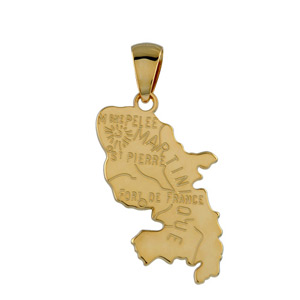 Pendentif tres grande carte la martinique plaque or - Vue 1