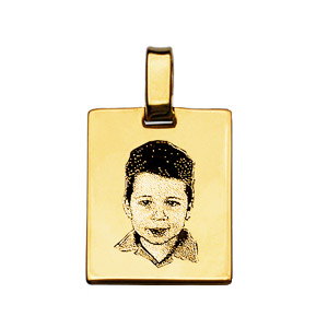 Pendentif vermeil gravure portrait - Vue 1