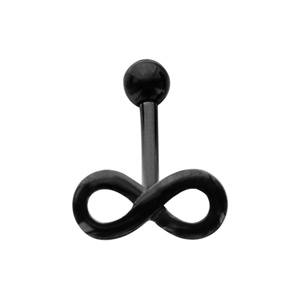 Piercing arcade acier 316l et PVD noir motif infini (boule en bas) - Vue 1