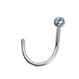 Piercing de nez acier 316L boule pierre bleue reservé à un piercing cicatricé (les 10 pièces) - Vue 1
