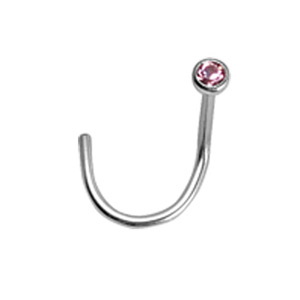 Piercing de nez acier 316L boule pierre rose reservé à un piercing cicatricé (les 10 pièces) - Vue 1