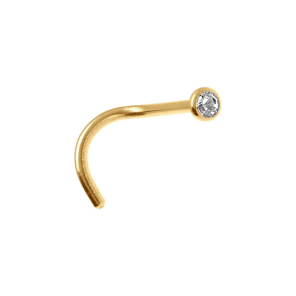 Piercing de nez en acier dor� oxyde blanc clos - Vue 1