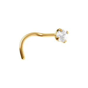 Piercing de nez en acier doré oyde blanc solitaire - Vue 1