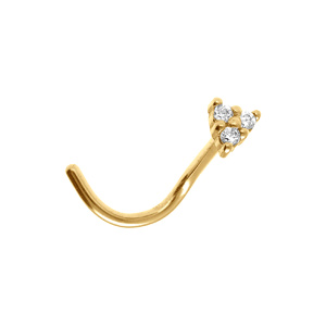 Piercing de nez en acier doré triangle d\'oxydes blancs - Vue 1