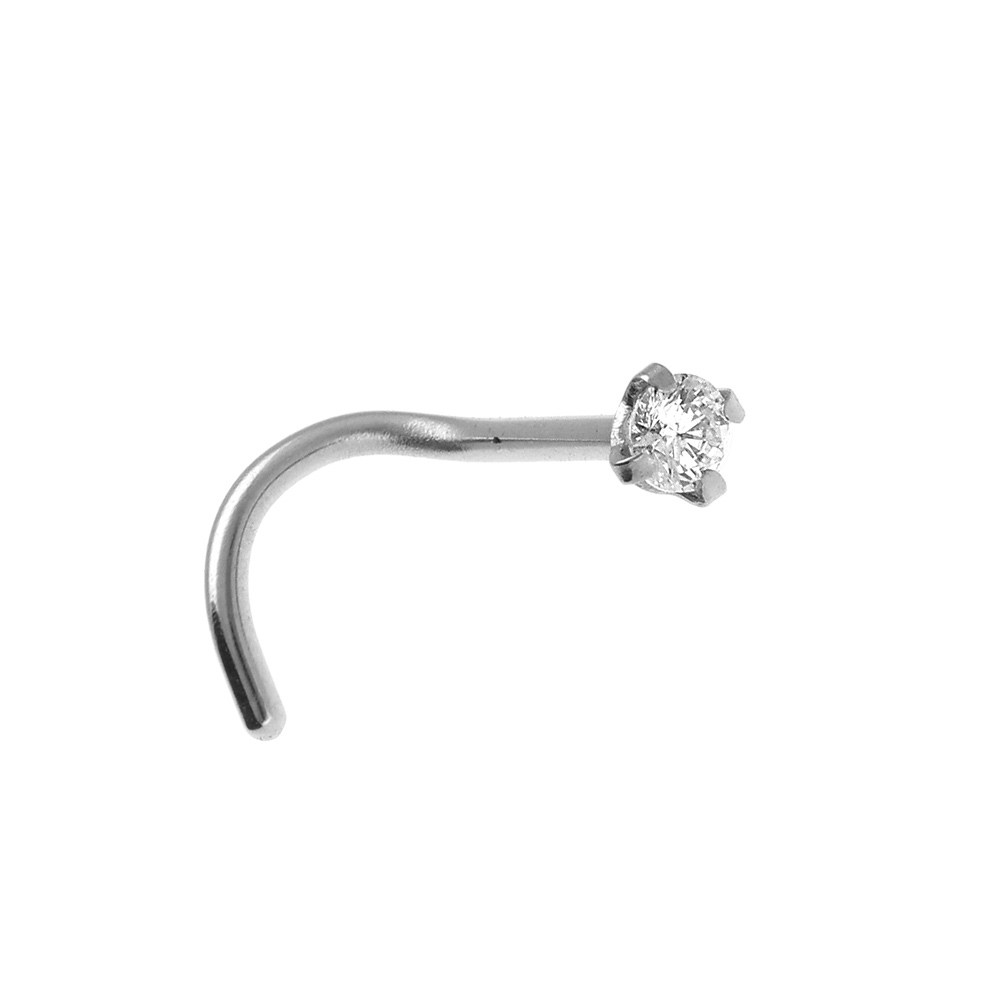 Piercing de nez en acier  oxyde blanc sert - Vue 1