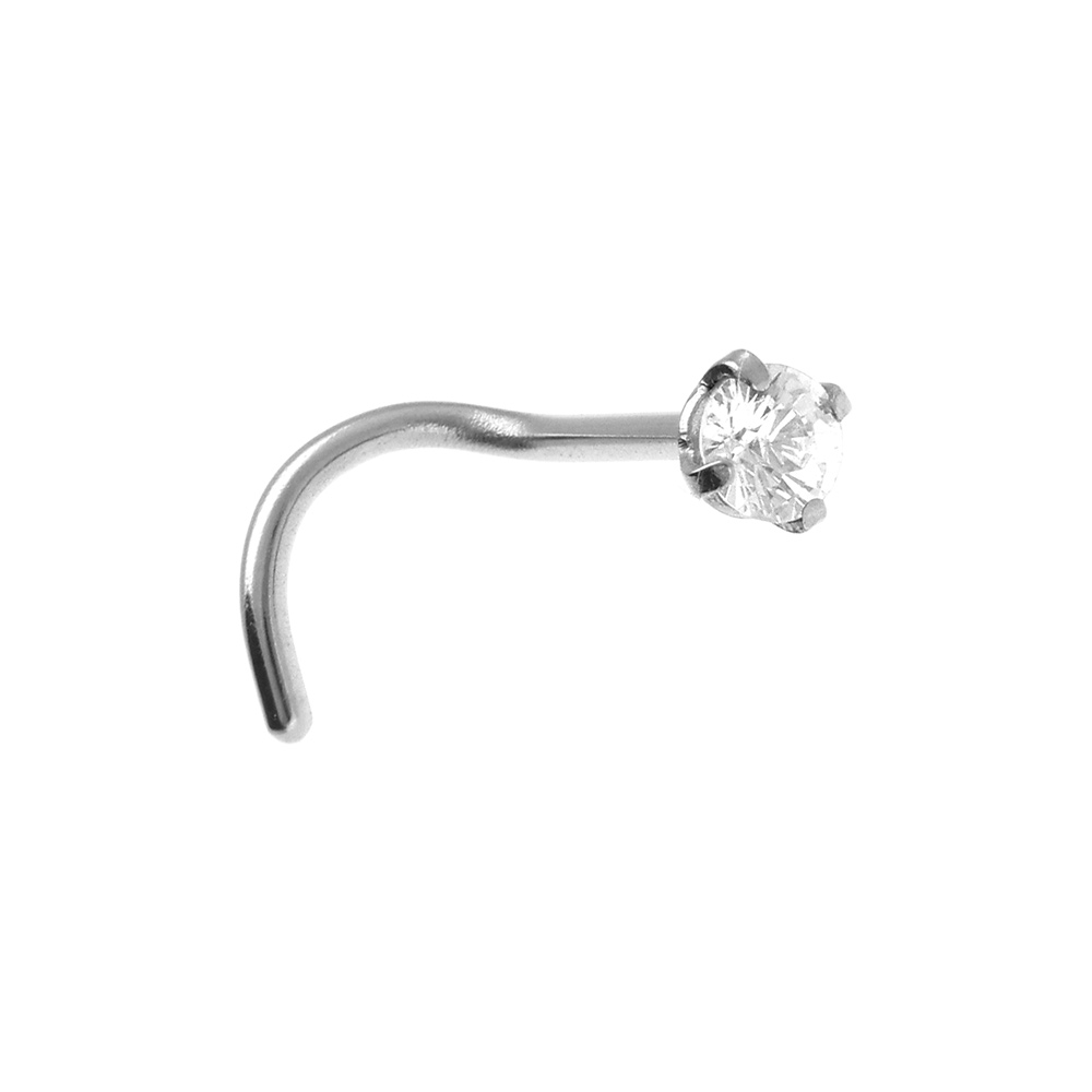 Piercing de nez en acier  oxyde blanc solitaire - Vue 1