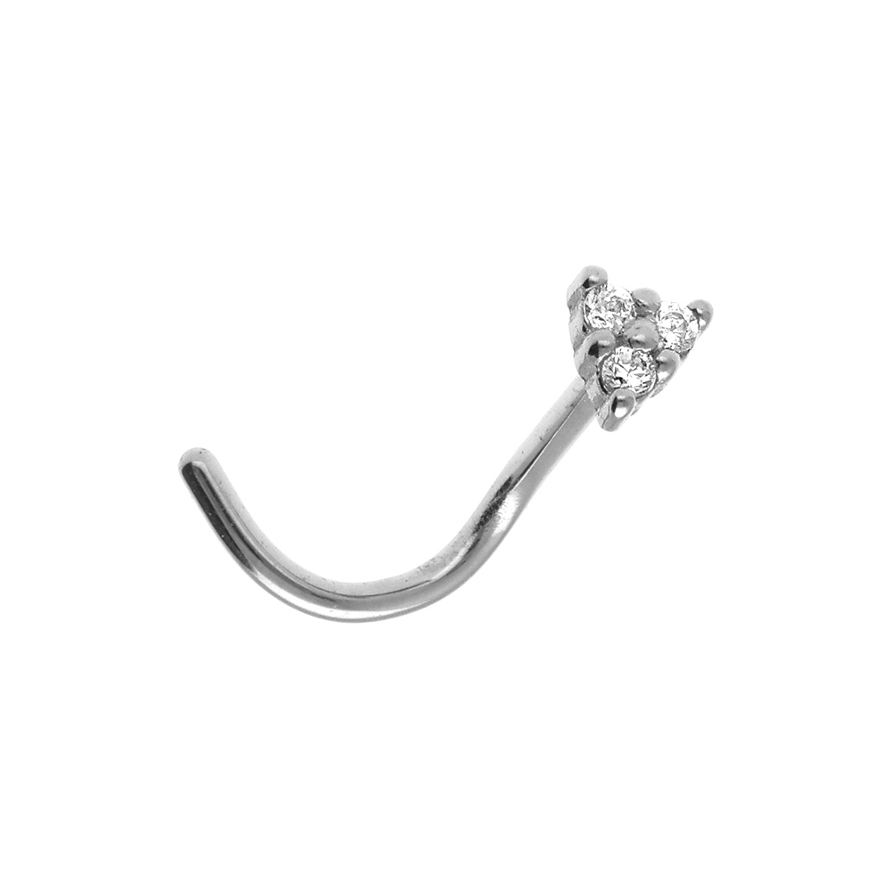 Piercing de nez en acier triangle blanc - Vue 1