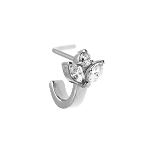 Piercing de nez en acier troix oxydes blancs - Vue 1