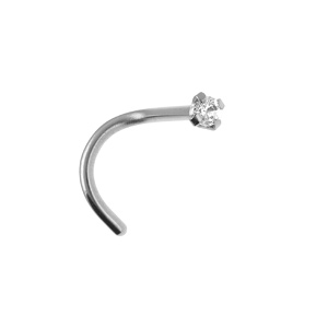 Piercing de nez en acier un oxyde blanc - Vue 1