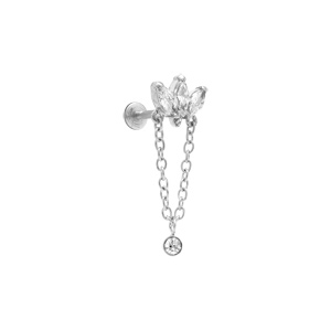 Piercing d\'oreille en acier helix avec oxydes blancs - Vue 1