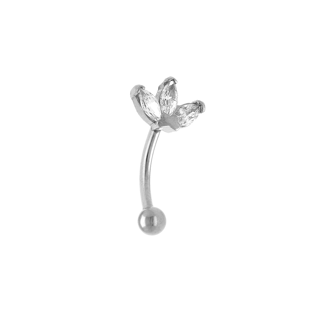 Piercing d\'oreille en acier rook et arcade d\'oxydes blancs - Vue 1