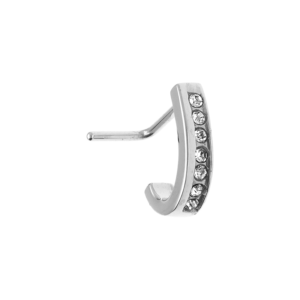 Piercing en acier barrette d\'oxydes blancs - Vue 1