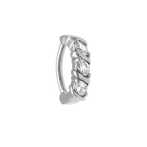 Piercing nombril en acier d\'oxydes blancs sertis - Vue 1
